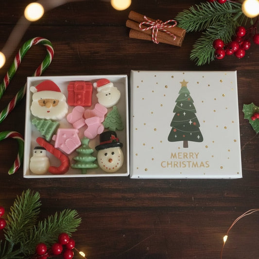 🌟 La Caja de Regalo de 4 Aromas Festivos: Wax Melts Artesanales (¡Edición Limitada en Oferta!) 🍎🌲🍓🍬